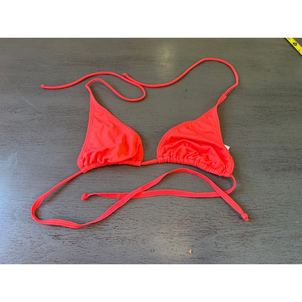 Lips Neon Pink Coral Triangle Bikini Top Medium Adjustable Straps Swimwear
